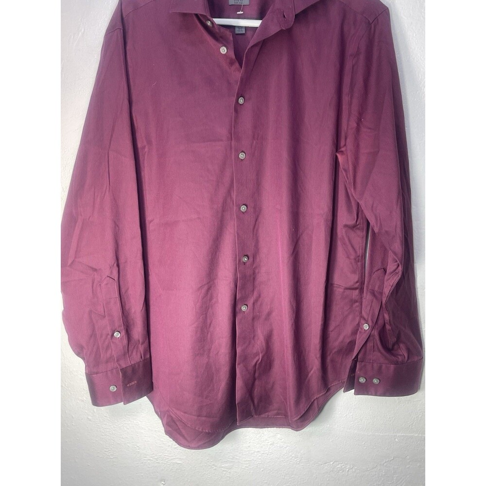Calvin Klein Slim Fit Button Up Merlot Red 16 32/33 Cotton Long Sleeve Burgundy
